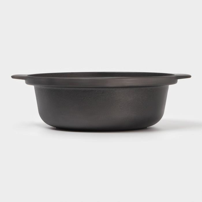 Жаровня чугунная &laquo;Биргер&raquo;, 1,5 л, d=24 см, стеклянная крышка, цвет чёрный