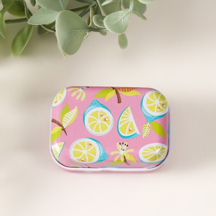 Шкатулка металл прямоугольная "Лимончики" МИКС 5,8х4,2х2.6см