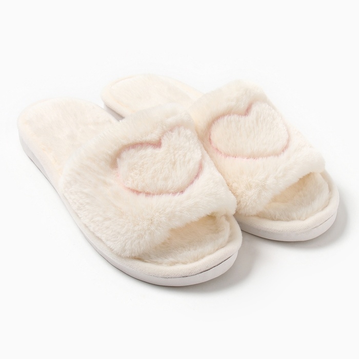 Тапочки женские с открытым носом, размер 40-41, молочный Тапочки женские с открытым носом, размер 40-41, молочный
