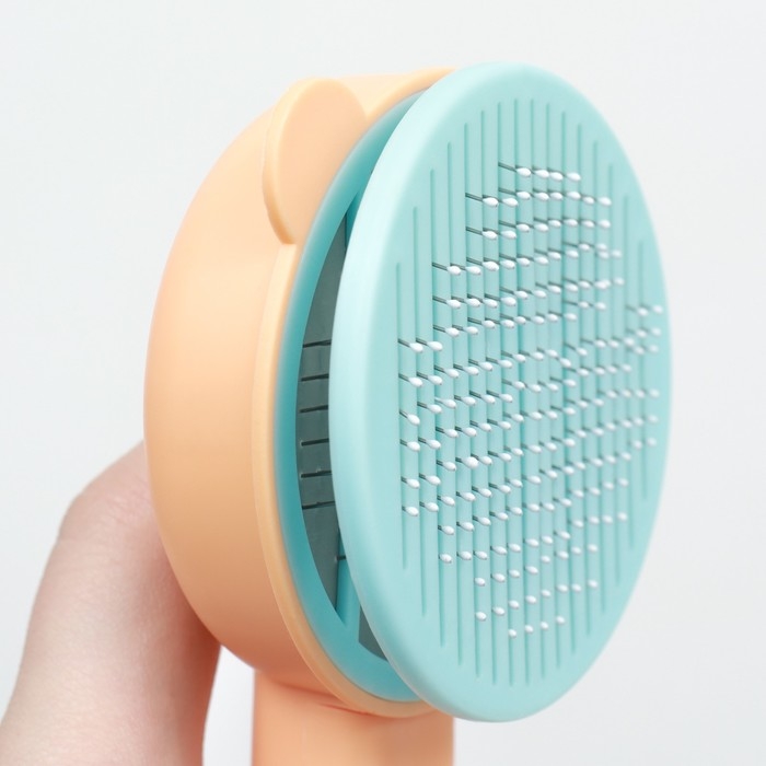 Пуходёрка пластиковая Пуходёрка пластиковая "Кошка" с функцией самоочистки, 8,5 х 20 см, оранжевая