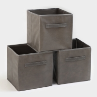 Короб для хранения, 28&times;28&times;28 см, набор 3 шт, цвет серый