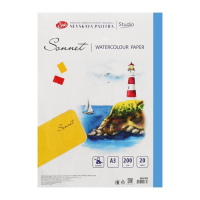 Бумага для акварели в папке А3, ЗХК "Сонет", 20 листов, 200 г/м2, среднезернистая, (80451624)