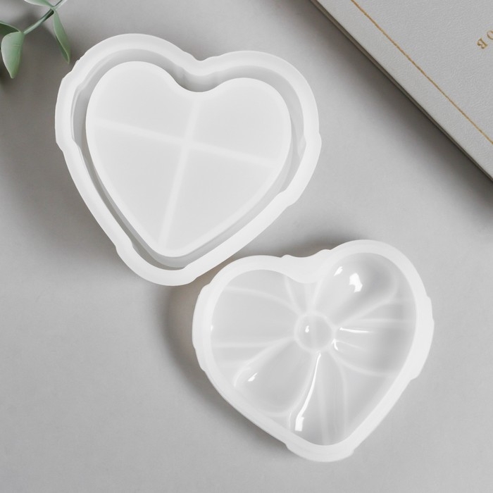 Молд силикон Молд силикон "Шкатулка - бантик сердце" с крышкой 8,4х9,7х6,7 см