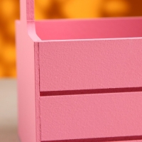 Кашпо деревянное 25.5&times;15&times;30 см "Аром", ручка канат, Розовый Коралл