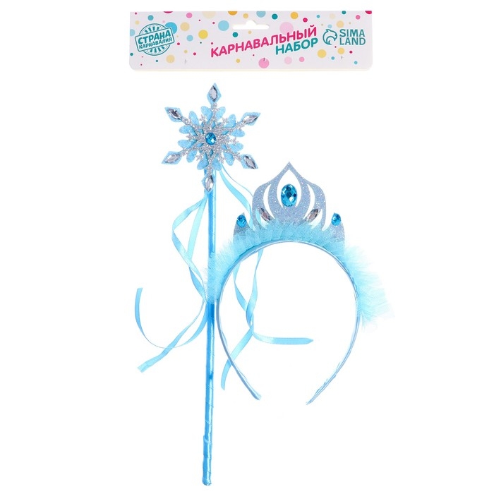 Карнавальный набор «Зимняя принцесса», 2 предмета: ободок, жезл Карнавальный набор «Зимняя принцесса», 2 предмета: ободок, жезл