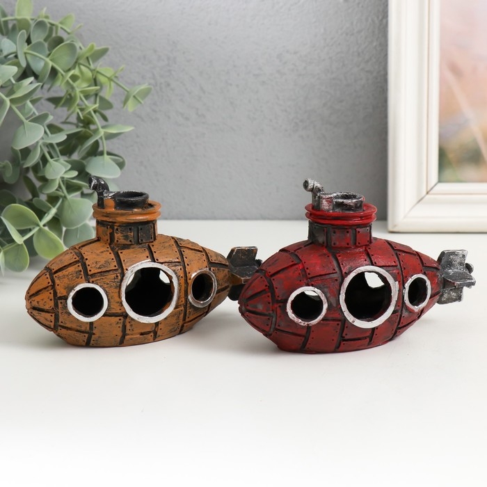 Фигурка для флорариума полистоун Фигурка для флорариума полистоун "Подводная лодка" МИКС 14х7х9 см