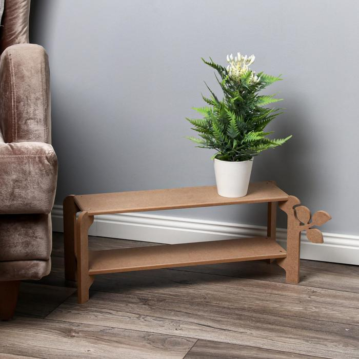 Полка для цветов двухъярусная Полка для цветов двухъярусная "Флора" 21х59х23 см, неокрашенная (для декорирования)