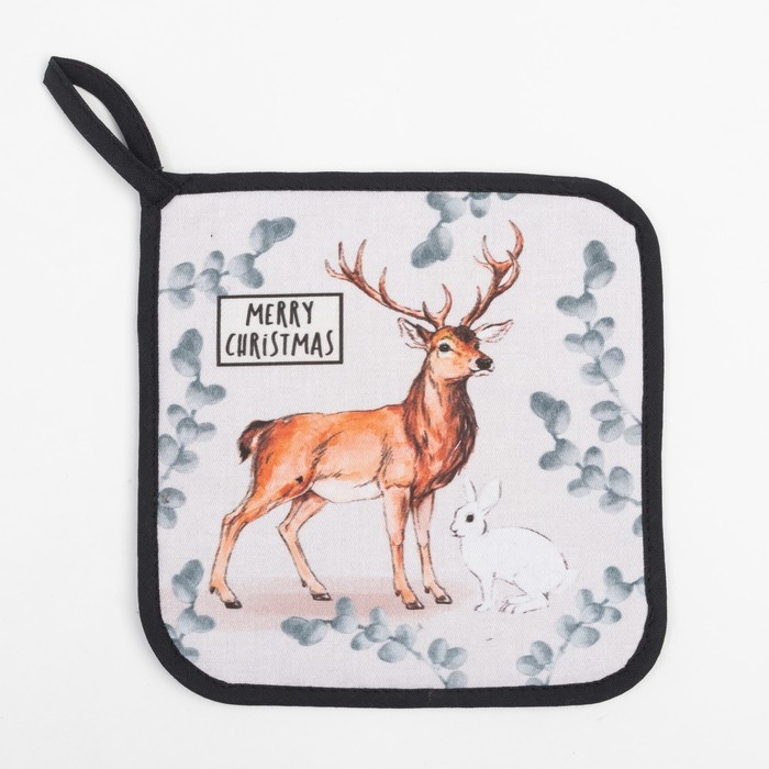 Прихватка &laquo;Merry Christmas&raquo; 19х19 см, саржа, 100% хлопок, ватин 250 г/м2