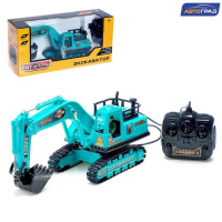 Экскаватор на дистанционном управлении &laquo;Строитель&raquo;, работает от батареек, масштаб 1:18, цвета МИКС