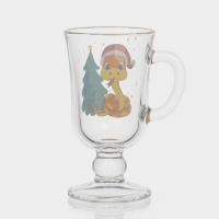 Кружка стеклянная для глинтвейна «Новогодние змейки», 200 мл, МИКС Кружка стеклянная для глинтвейна «Новогодние змейки», 200 мл, МИКС