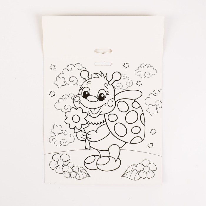 Аппликация стикерами форменная &laquo;Божья коровка на листочке&raquo;, набор для творчества, стикерная мозаика