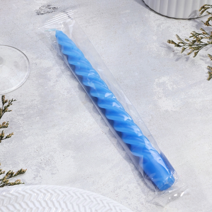 Свеча витая, 2,3х 24,5 см, 5 ч, 50 г, синяя Свеча витая, 2,3х 24,5 см, 5 ч, 50 г, синяя