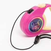 Рулетка "Пижон" с прорезиненной ручкой, 3 м, до 15 кг, трос, розово-жёлтая