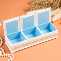 Шкатулка тройная, белая, лаковая миниатюра Шкатулка тройная, белая, лаковая миниатюра