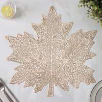 Салфетки сервировочные на стол Доляна «Кленовый лист», 4 шт, d=38 см, цвет золотой Салфетки сервировочные на стол Доляна «Кленовый лист», 4 шт, d=38 см, цвет золотой