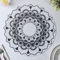 Салфетки сервировочные на стол Доляна &laquo;Мандалы&raquo;, 4 шт, d=38 см, цвет белый