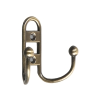 Крючок мебельный ТУНДРА TKD017, двухрожковый, бронза