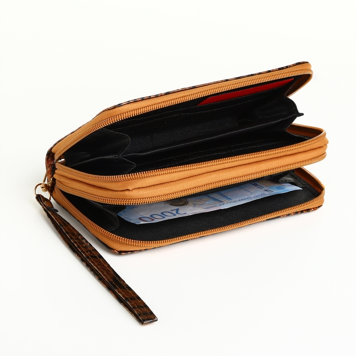 Кошелёк женский на молниях, цвет коричневый Кошелёк женский на молниях, цвет коричневый