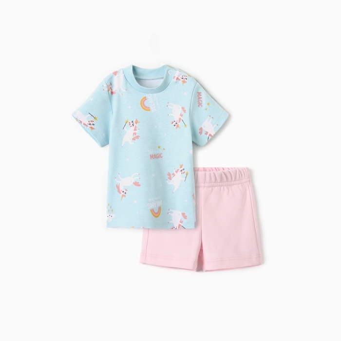 Костюм: футболка и шорты Крошка Я Unicorn, рост 86-92 см