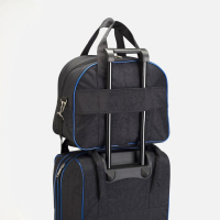 Чемодан малый 37 л (S) с сумкой, отдел на молнии, наружный карман, с расширением, цвет синий