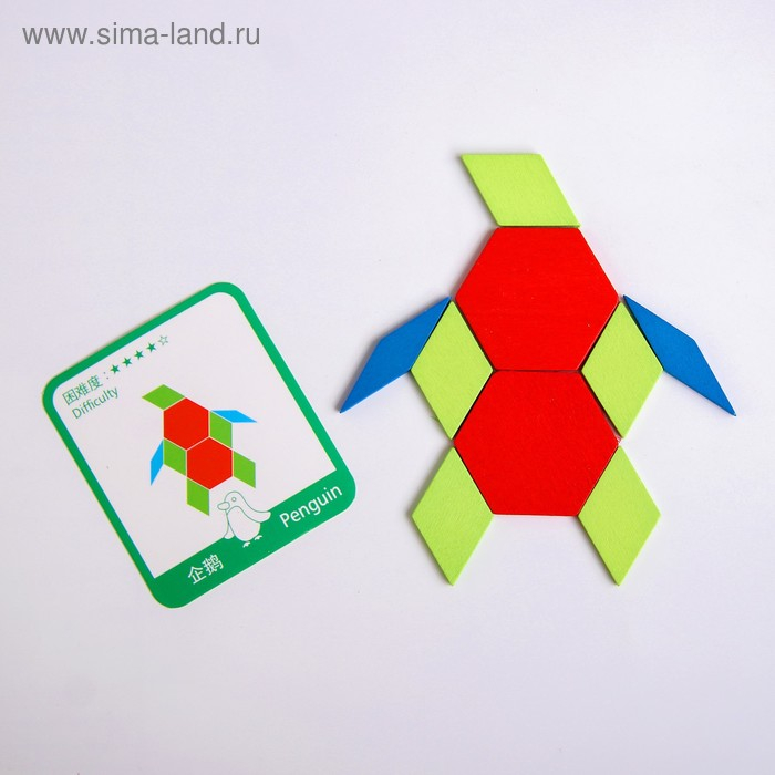 Деревянная игрушка &laquo;Развивающий геометрический пазл&raquo;, 24,5 &times; 21,3 &times; 4 см, 24 карточки, 155 деталей