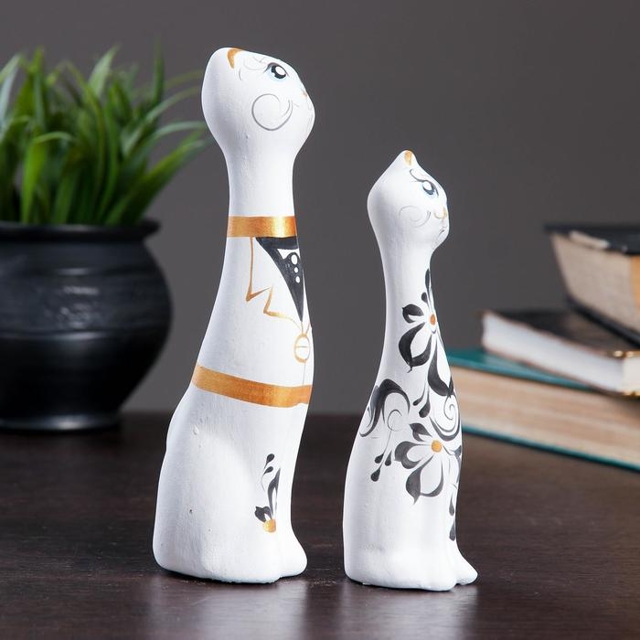 Фигура "Love Коты" набор 2шт белые 5х8х18см