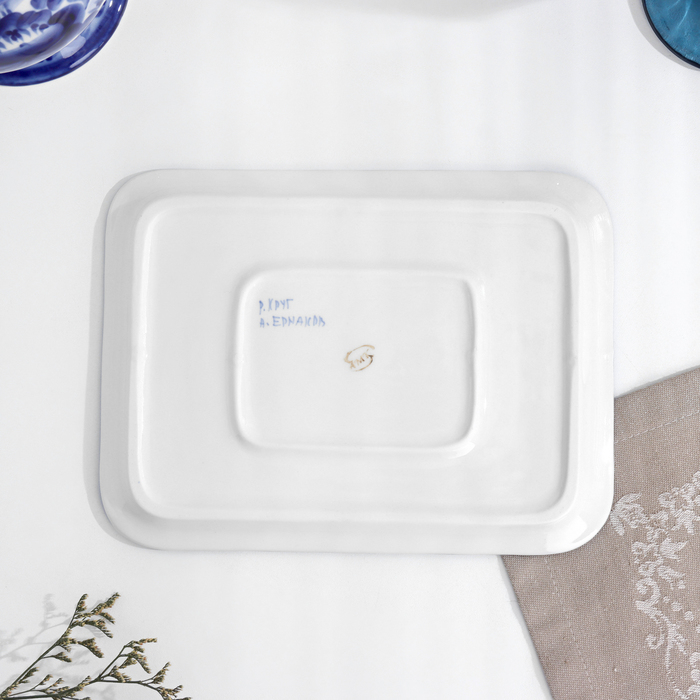 Поднос &laquo;Цветочный&raquo;, 23х17х2 см, гжель