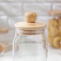 Банка стеклянная для хранения сыпучих продуктов Magistro &laquo;Эко&raquo;, 1,7 л, 10&times;31 см, с деревянной крышкой