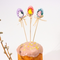 Декор на палочке &laquo;Цыплята в яице&raquo;, пасхальный, 3 шт., 4 &times; 12,5 &times; 25 см