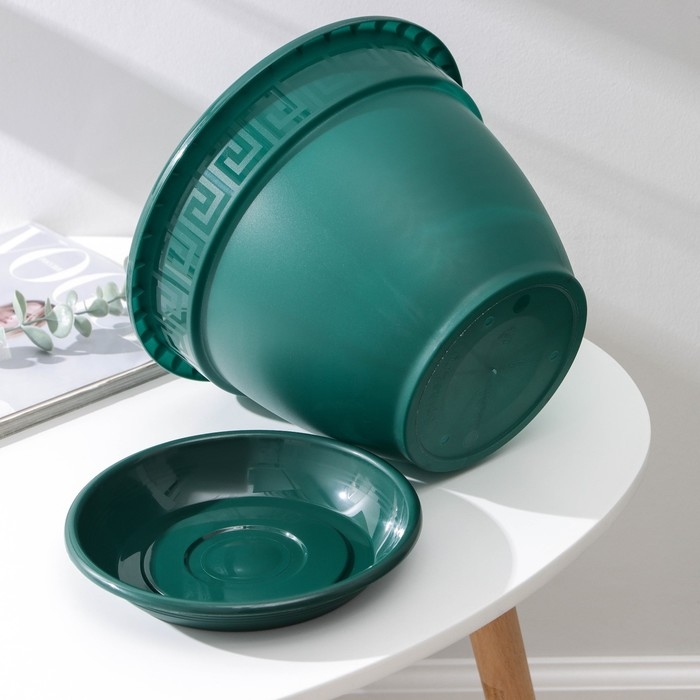 Горшок для цветов с поддоном &laquo;Антик&raquo;, 4.9 л, d=25 см, цвет малахит