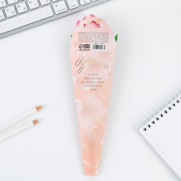 Ручка прикол шариковая синяя паста &laquo;Тюльпан&raquo; подарочная на 8 марта