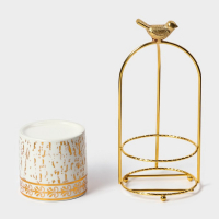 Конфетница керамическая &laquo;Gold. Птичка&raquo;, 220 мл, 8&times;21 см, цвет белый