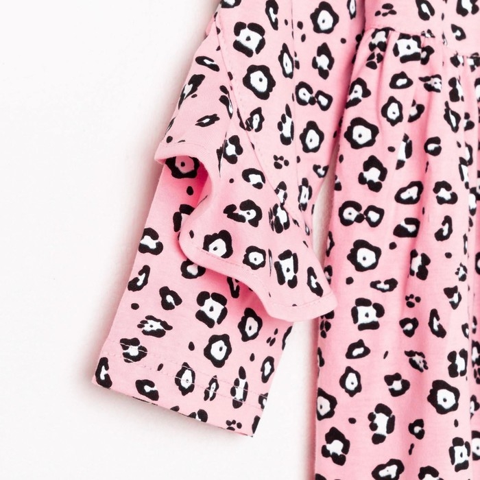 Платье для девочки, цвет розовый/леопард, рост 98 см