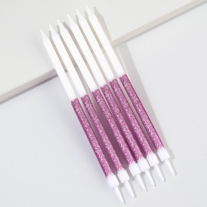 Свечи для торта &laquo;В твой день рождения&raquo;, розовые, 6 шт., 13 х 0,5 см