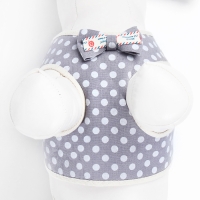 Комплект с мягкой шлейкой "Горох", размер М, поводок 120 х 1,5 см, ОГ 34-66 см, серый