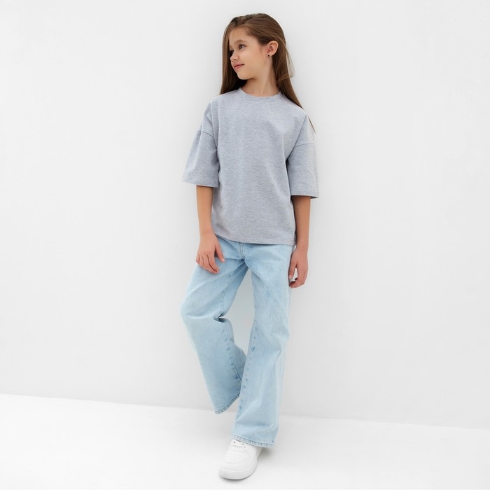 Футболка детская MINAKU: Basic Line KIDS, цвет серый меланж, рост 158 см