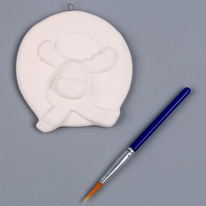 Новый год! Ёлочное украшение под раскраску &laquo;Олень&raquo; с подвесом, кисть