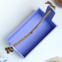 Кашпо деревянное 25.5&times;15&times;30 см "Аром", ручка канат, лаванда