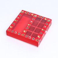 Новый год. Коробка под 8 конфет и шоколадки, 17,7х17,7х3,8 см, кондитерская упаковка