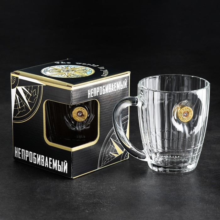 Кружка пивная "Непробиваемая", с гильзой, 500 мл