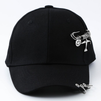 Кепка женская с кольцами, цвет чёрный, р-р 56