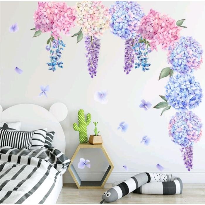 Наклейка пластик интерьерная цветная Наклейка пластик интерьерная цветная "Гортензии" 30х60 см набор 2 листа