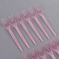 Вилки пластиковые, в наборе 12 шт., цвет розовый