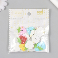 Пуговицы дерево для творчества 2 прокола "Клубника" набор 15 шт МИКС 2,5х2,2 см