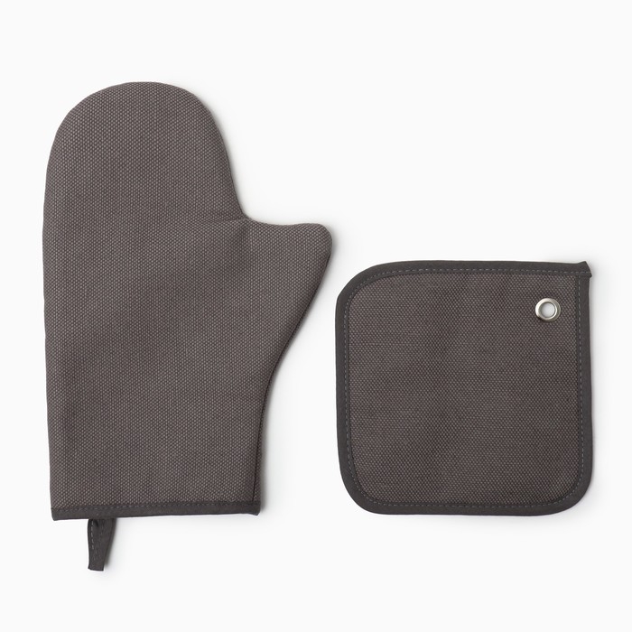 Набор кух. Freedom grey варежка 20х28см, прихватка 17х17см, 56%лён,44%хл