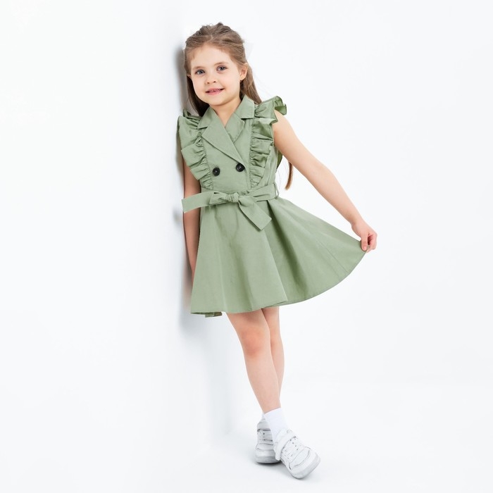 Платье детское двубортное KAFTAN, размер 30 (98-104 см), цвет оливковый