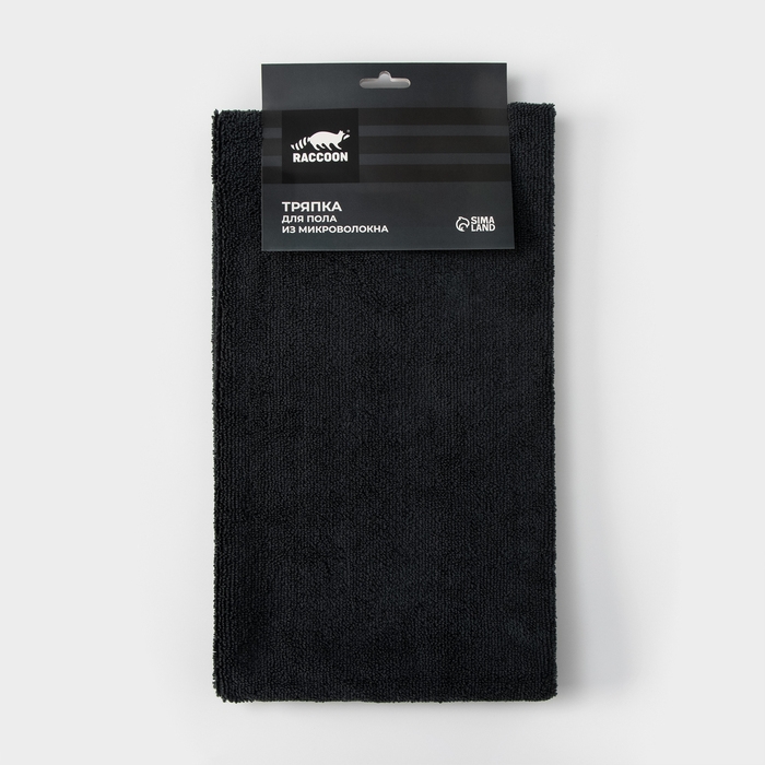 Тряпка для пола Raccoon, 220 г/м&sup2;, 60&times;80 см, микрофибра, ультразвуковая обработка края, 2 шт, цвет черный