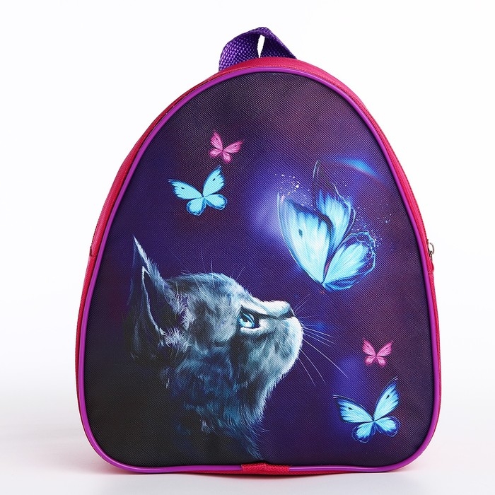 Рюкзак детский для девочки «Котик и бабочка», 23 х 23 х 20 5 см, отдел на молнии, цвет красный Рюкзак детский для девочки «Котик и бабочка», 23 х 23 х 20 5 см, отдел на молнии, цвет красный