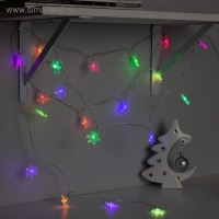 Гирлянда «Нить» 3 м с насадками «Снежинки большие», IP20, прозрачная нить, 20 LED, свечение мульти (RG/RB), мигание, USB Гирлянда «Нить» 3 м с насадками «Снежинки большие», IP20, прозрачная нить, 20 LED, свечение мульти (RG/RB), мигание, USB