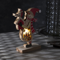 Светодиодная фигура &laquo;Снеговик&raquo; 11 &times; 21 &times; 5 см, дерево, батарейки ААх2 (не в комплекте), свечение тёплое белое